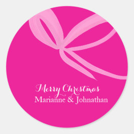 Christmas Pink Bright Bows Hand Drawn ラウンドシール