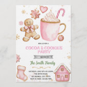 Christmas pink Cookies and Cocoa invitation 招待状 (正面)