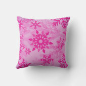 Christmas Pink Dancing Snowflakes Pillow クッション (裏面)