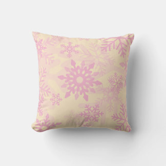 Christmas Pink Dancing Snowflakes  Pillow クッション