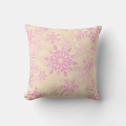 Christmas Pink Dancing Snowflakes Pillow クッション (正面)