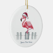 Christmas Pink Flamingo in Santa Hat Personalized セラミックオーナメント (右)