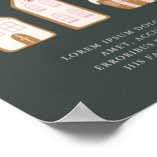 Christmas Pink Gingerbread House Custom Sign ポスター (角)