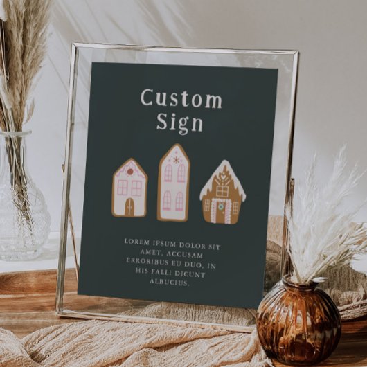 Christmas Pink Gingerbread House Custom Sign ポスター