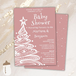 Christmas Pink Girl Couples Baby Shower 招待状