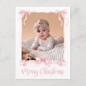 Christmas Pink Photo シーズンポストカード (正面)