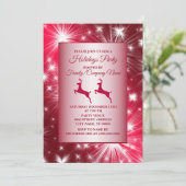 Christmas Pink Reindeer Holidays Elegant 招待状 (スタンド正面)