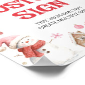 Christmas Pink Santa Winter Birthday Custom Sign ポスター (角)