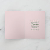 Christmas Pink Satin Ribbon Holly Greenery シーズンカード (内部)