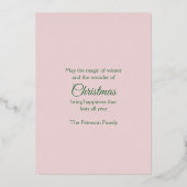 Christmas Pink Satin Ribbon Holly Greenery 箔シーズンカード (裏面)