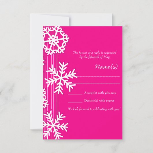 Christmas Pink Snowflake RSVP Card (正面)