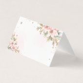 Christmas pink snowflakes poinsettia place card (正面)