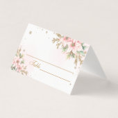 Christmas pink snowflakes poinsettia place card (正面)