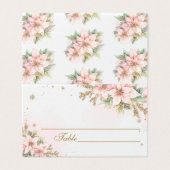 Christmas pink snowflakes poinsettia place card (外部フラット)