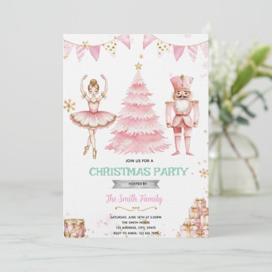 Christmas pink sugar plum nutcracker Invitation  招待状 (スタンド正面)