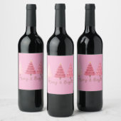 Christmas pink wine bottle label ワインラベル (ボトル)