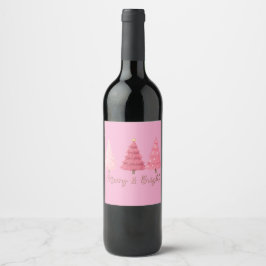Christmas pink wine bottle label ワインラベル
