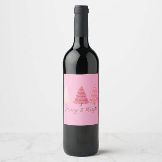 Christmas pink wine bottle label ワインラベル (正面)