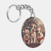 Christmas Pit Bull Puppy Dogs キーホルダー (正面左)
