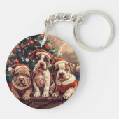 Christmas Pit Bull Puppy Dogs キーホルダー (裏面)