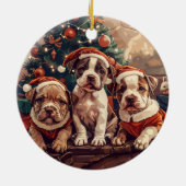 Christmas Pit Bull Puppy Dogs セラミックオーナメント (裏面)