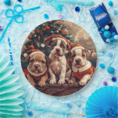 Christmas Pit Bull Puppy Dogs ペーパープレート (パーティー)