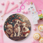 Christmas Pit Bull Puppy Dogs ペーパープレート (パーティー)
