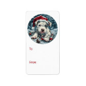 Christmas Pit Bull Santa Puppy ラベル (正面)