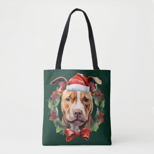 Christmas Pitbull トートバッグ (正面)