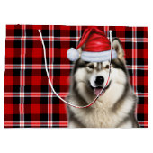Christmas Plaid Alaskan Malamute Dog Lover ラージペーパーバッグ (裏面)