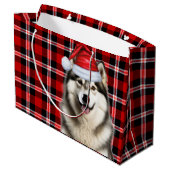 Christmas Plaid Alaskan Malamute Dog Lover ラージペーパーバッグ (裏面アングル)