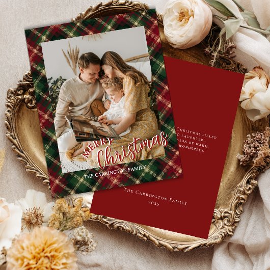 Christmas Plaid Card With Photo シーズンカード