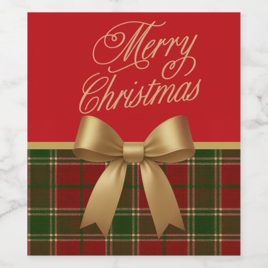 Christmas Plaid Food & Beverage Label Set ワインラベル (シングルラベル)