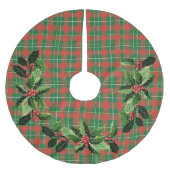 Christmas Plaid Green on Red ブラッシュドポリエステルツリースカート (正面)