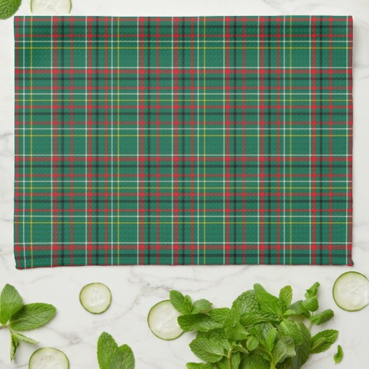 Christmas Plaid Green Pattern-23914 キッチンタオル (折り畳み)