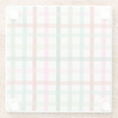 Christmas Plaid - Green & Pink White ガラスコースター (裏面)