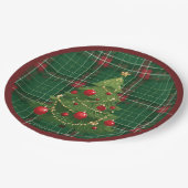 Christmas Plaid Green, Red ペーパープレート (アングル)
