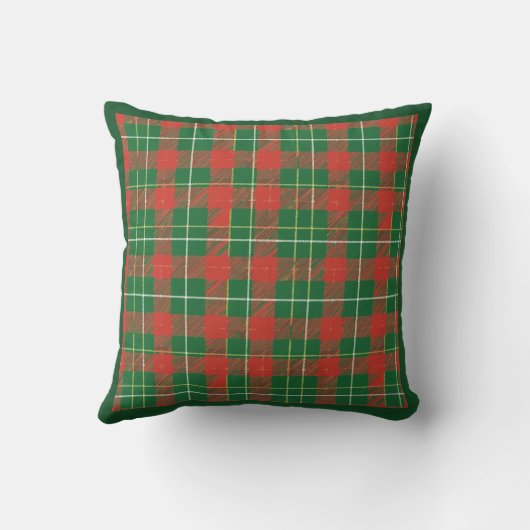Christmas Plaid Green Red White クッション (裏面)