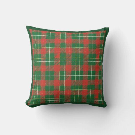 Christmas Plaid Green Red White クッション (正面)