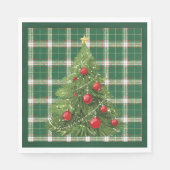 Christmas Plaid Green, White, with Red, Gold スタンダードランチョンナプキン (正面)