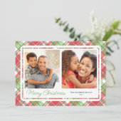 Christmas Plaid Horizontal 2 Photo シーズンカード (スタンド正面)