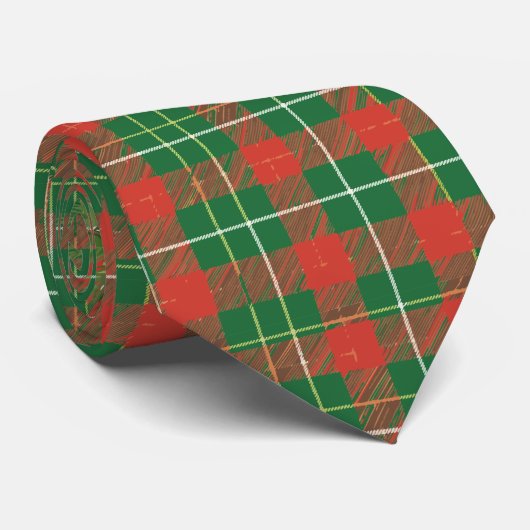Christmas Plaid in Green on Red with Tree ネクタイ (ロール)