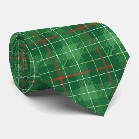 Christmas Plaid in Green with Tree ネクタイ (ロール)