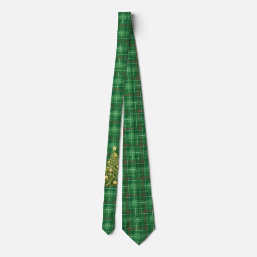 Christmas Plaid in Green with Tree ネクタイ (裏面)