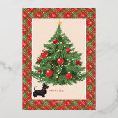 Christmas Plaid in Red, Green, and Gold Stars 箔招待状 (裏面)