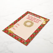 Christmas Plaid in Red, Green, and Gold Stars 箔招待状 (回転した状態)