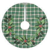 Christmas Plaid in Scottish Green and White ブラッシュドポリエステルツリースカート (正面)