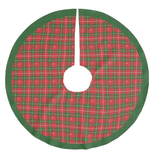 Christmas Plaid Irish Red ブラッシュドポリエステルツリースカート (正面)