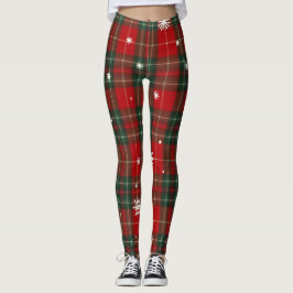 Christmas Plaid Leggings with Snowflakes レギンス