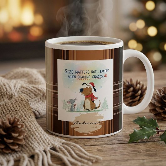 Christmas Plaid Mugs Cartoon illustration funny ジャンボコーヒーマグカップ